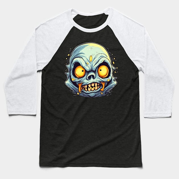 Eerie Halloween Ghoul Art Baseball T-Shirt by Captain Peter Designs